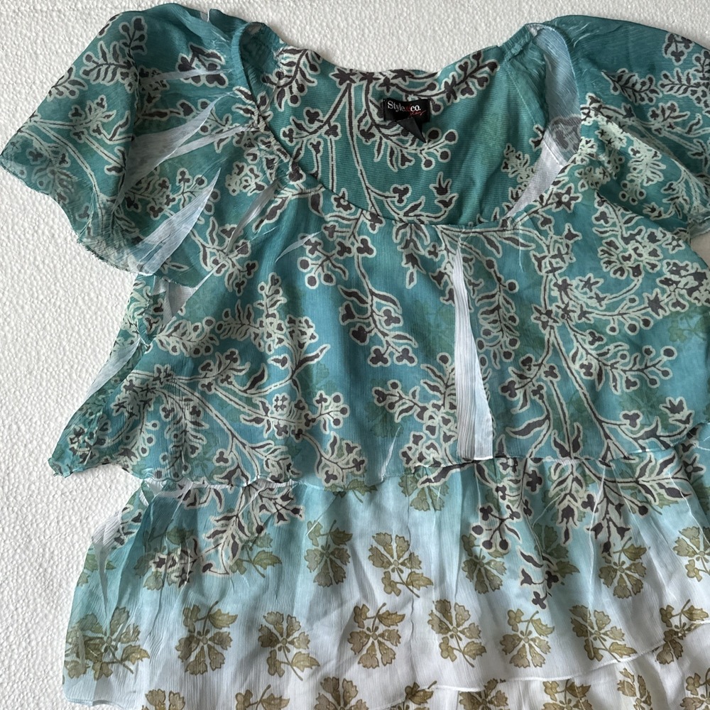 Y2K Boho Micro Mini Dress Blue Peasant Tiered Flutter Sleeve Festival Beach - Picture 4 of 8